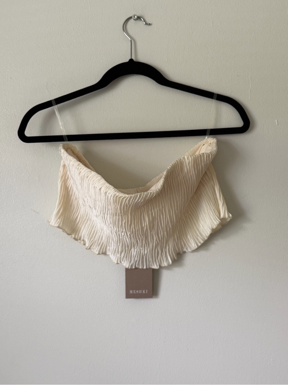 Meshki Cream Brigid Plisse Bandeau Crop Top